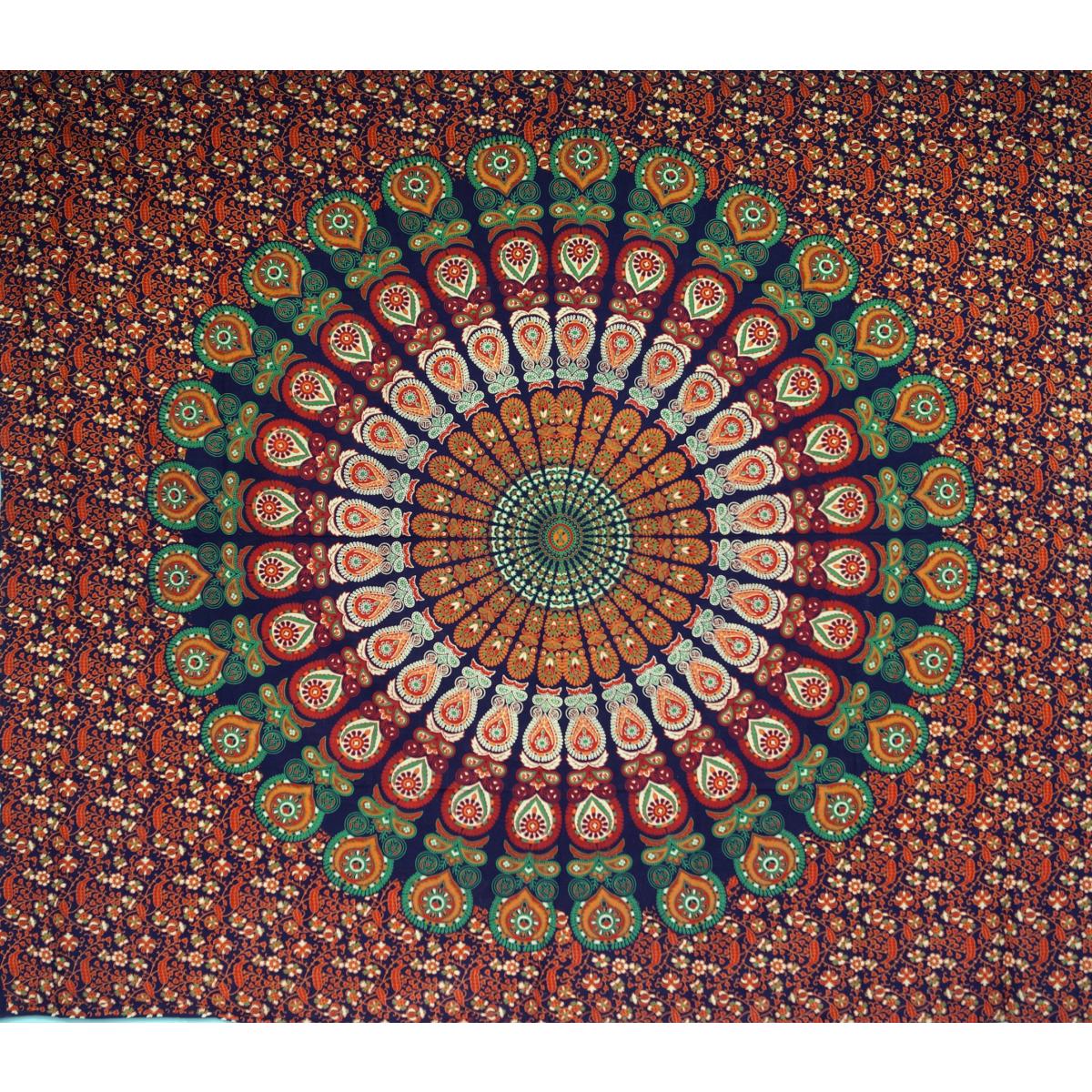 Mandala Wandbehang orange blau 230 cm x 200 cm