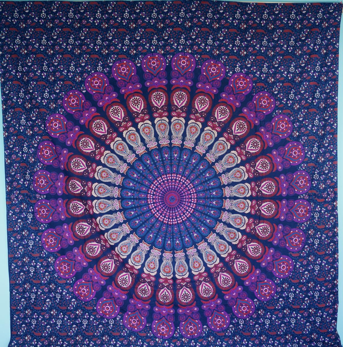 Mandala Wandbehang lila blau 230 cm x 200 cm