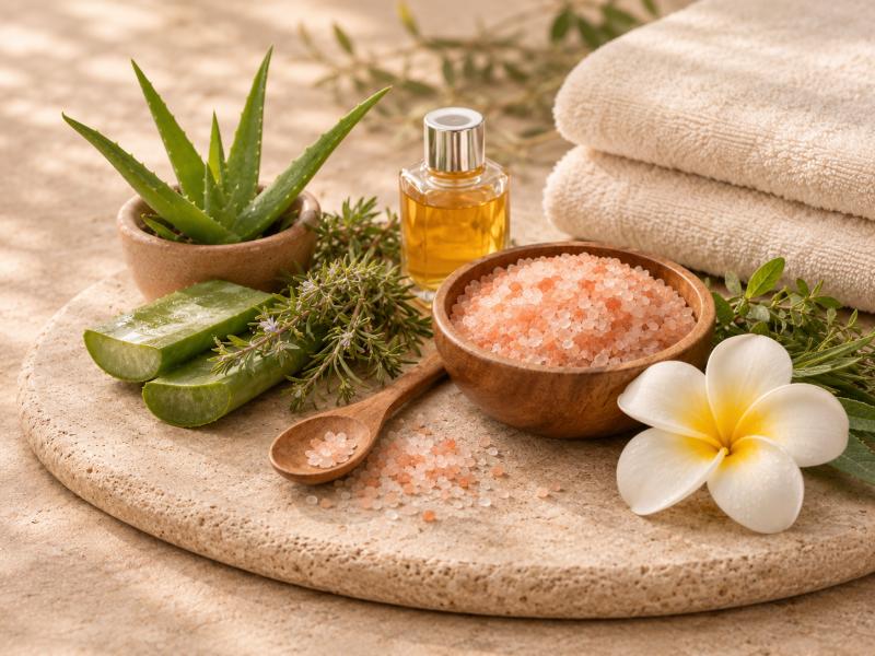 Ayurveda Essentials mit Kupferbecher und traditionellen indischen Gewürzen