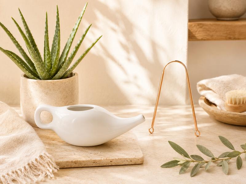 Ayurveda Selfcare mit Nasenkännchen, Zungenreiniger und Aloe Vera