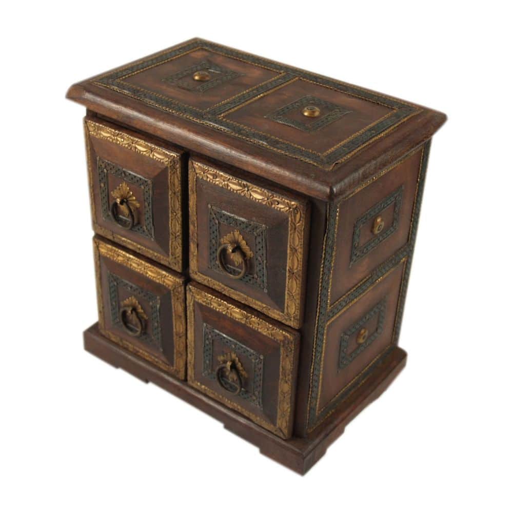 indisches Schränkchen aus Holz mit vier Schubfächern