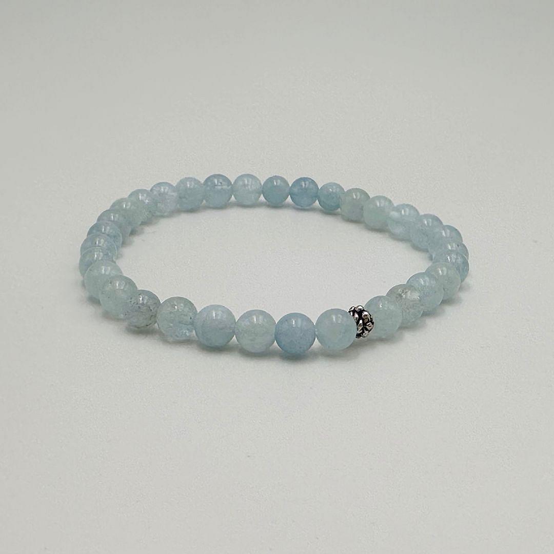 Armband aus Heilstein Perlen Aquamarin