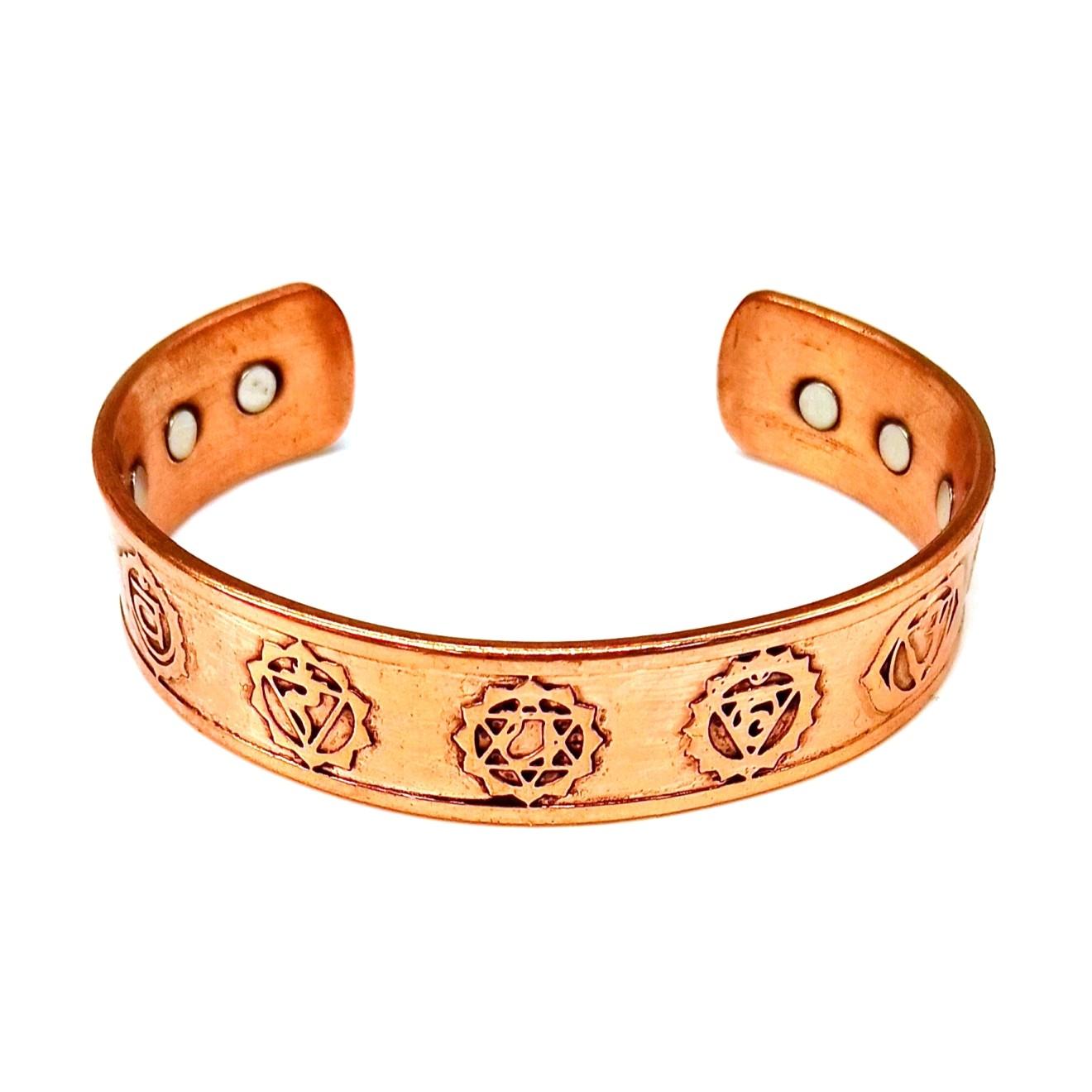 Chakra Schmuck Armreif aus Kupfer und Messing mit Magnet und den 7 Chakren