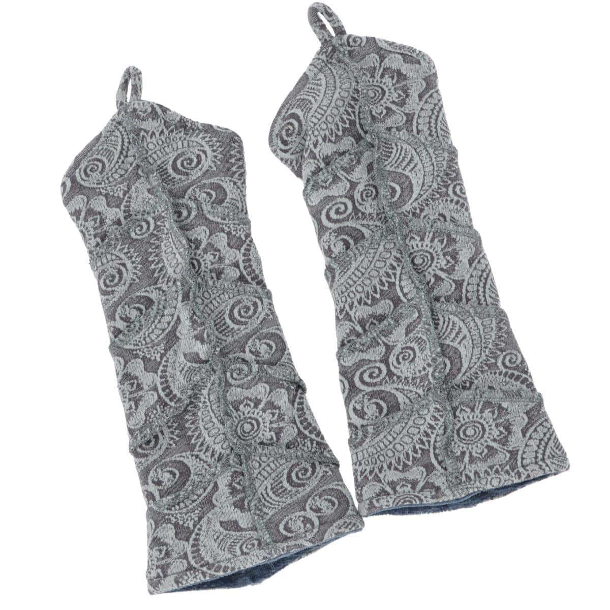 Armstulpen / Pulswärmer mit Paisley Muster grau blau
