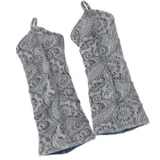 Armstulpen / Pulswärmer mit Paisley Muster grau blau