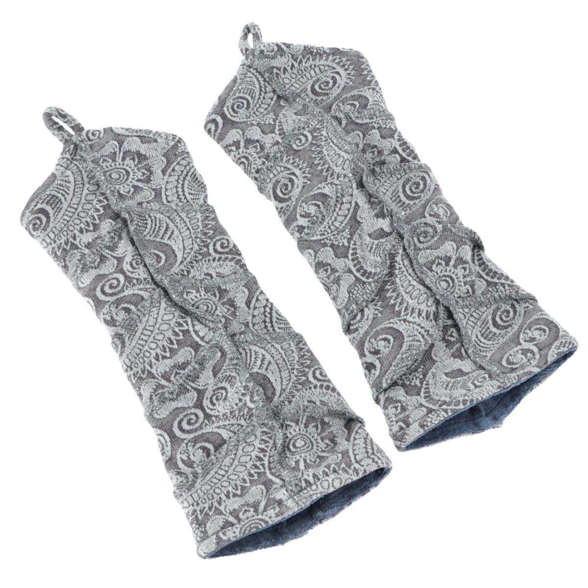 Armstulpen mit Paisley Muster grau blau