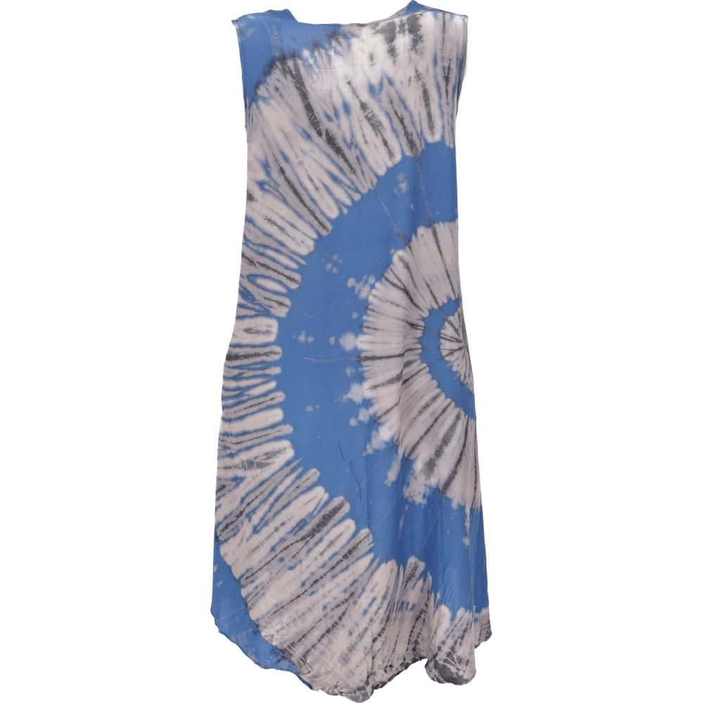 Sommerkleid im Batik Look blau Rückseite