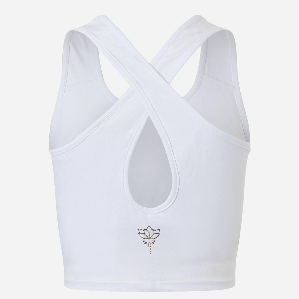 Yogatop Bra basic weiss von Spirit of Om mit gekreuzten Rückenträgern