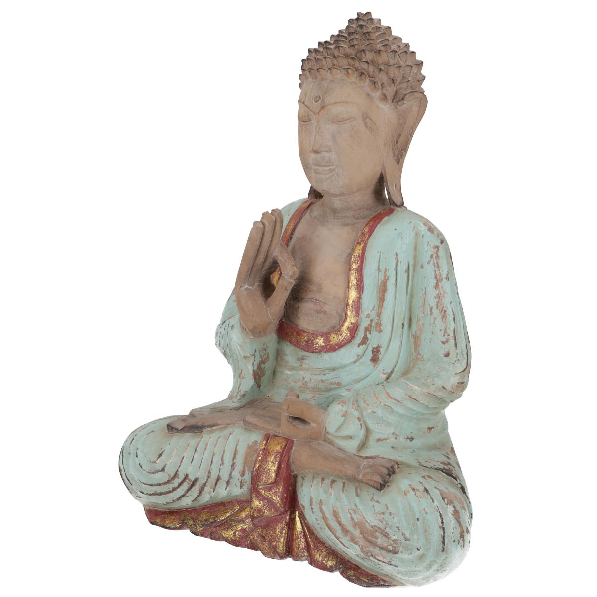 AlayaSol Yogashop Buddha Figur aus Holz türkis gold