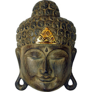Buddha Maske aus Holz mit Goldverzierung