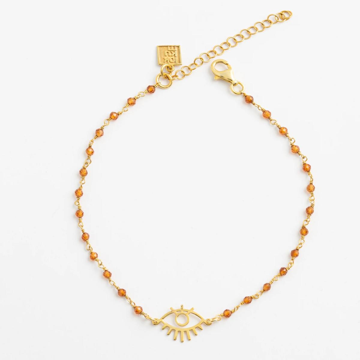 Gottes Auge Armband silber vergoldet mit zarten Citrin Perlen