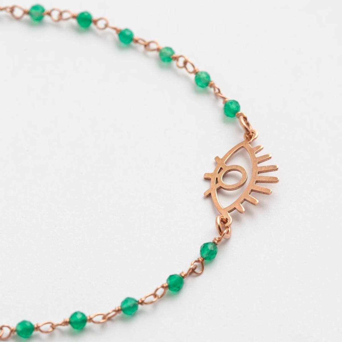 Gottes Auge Armband aus silber mit Emerald Perlen Detailansicht
