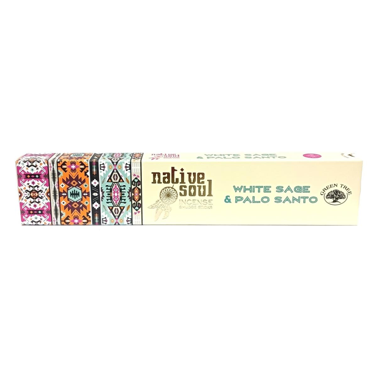 Green Tree Native Soul Räucherstäbchen White Sage & Palo Santo in bunt gemusterter 15-g-Verpackung