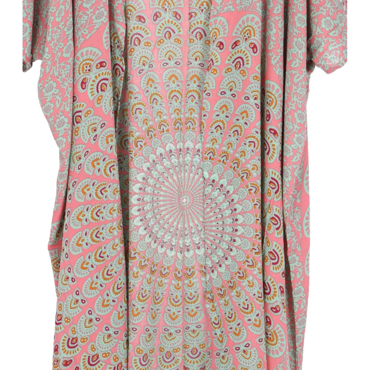 Sommer Kimono pink gruen mit Mandala