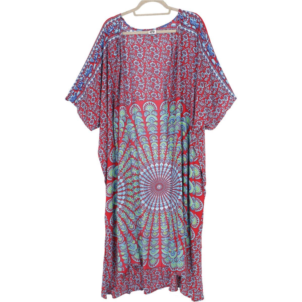 Sommer Kimono Strandkleid mit Mandala Muster in rot blau