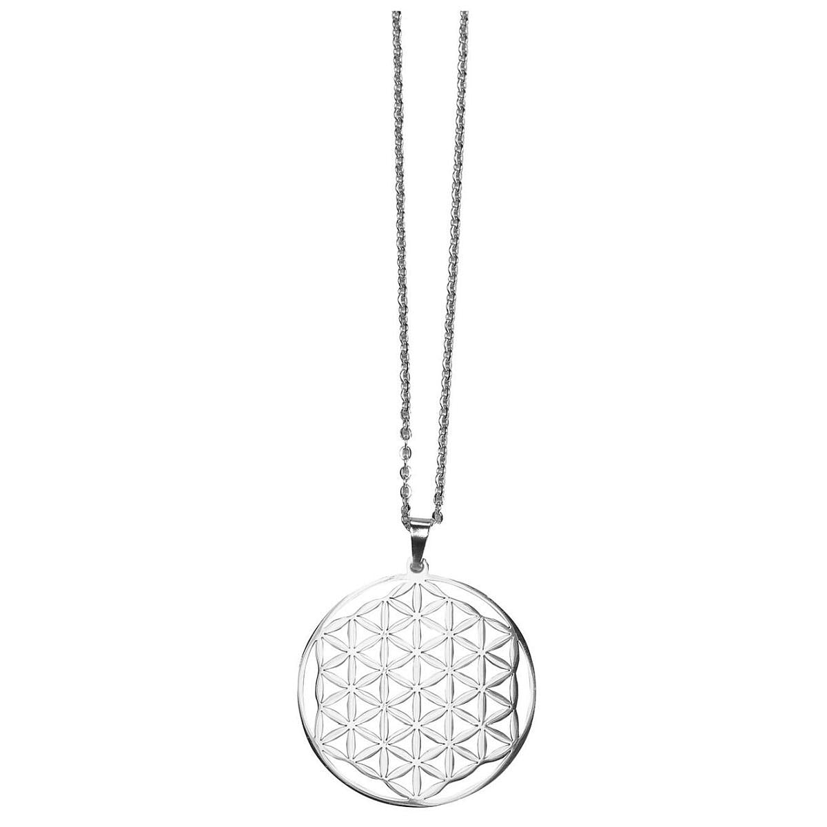 Blume des Lebens Kette aus Edelstahl silberfarben filigran