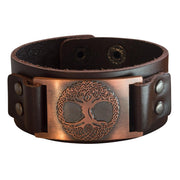 Männer Armband Leder braun Baum des Lebens kupferfarben