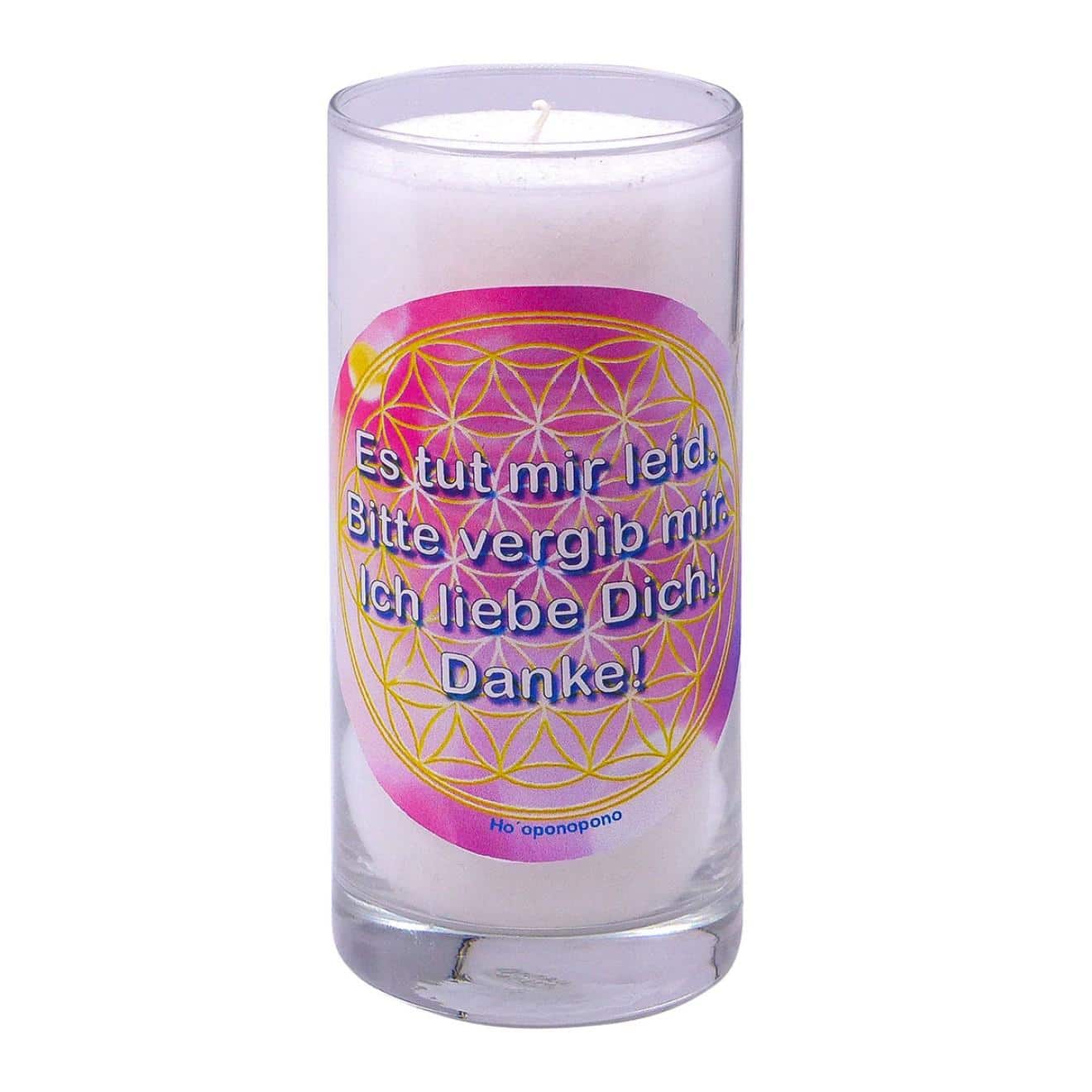 Hooponopono Kerze im Glas fuer Vergebungsritual