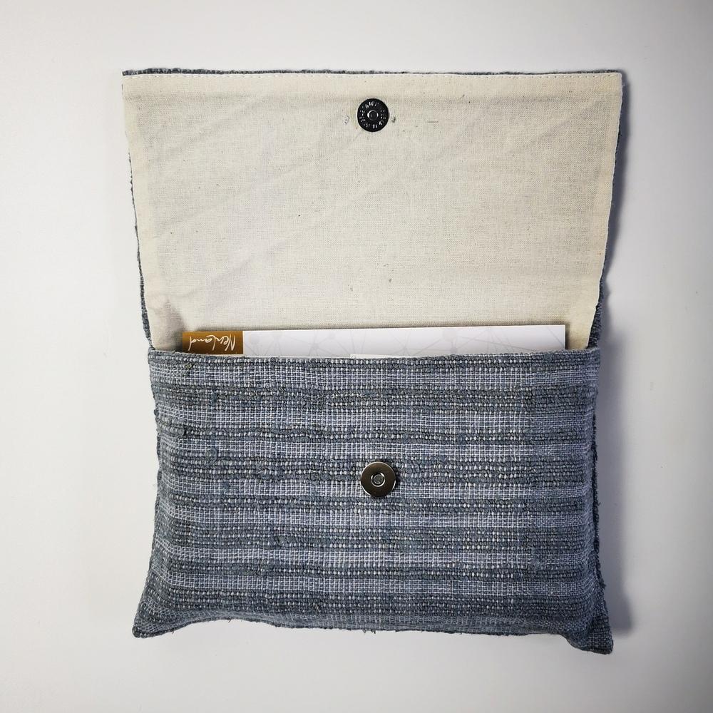 Wir Karten von Karl und Jwala Gamper mit Tasche aus Bauernleinen mit Druckknopf