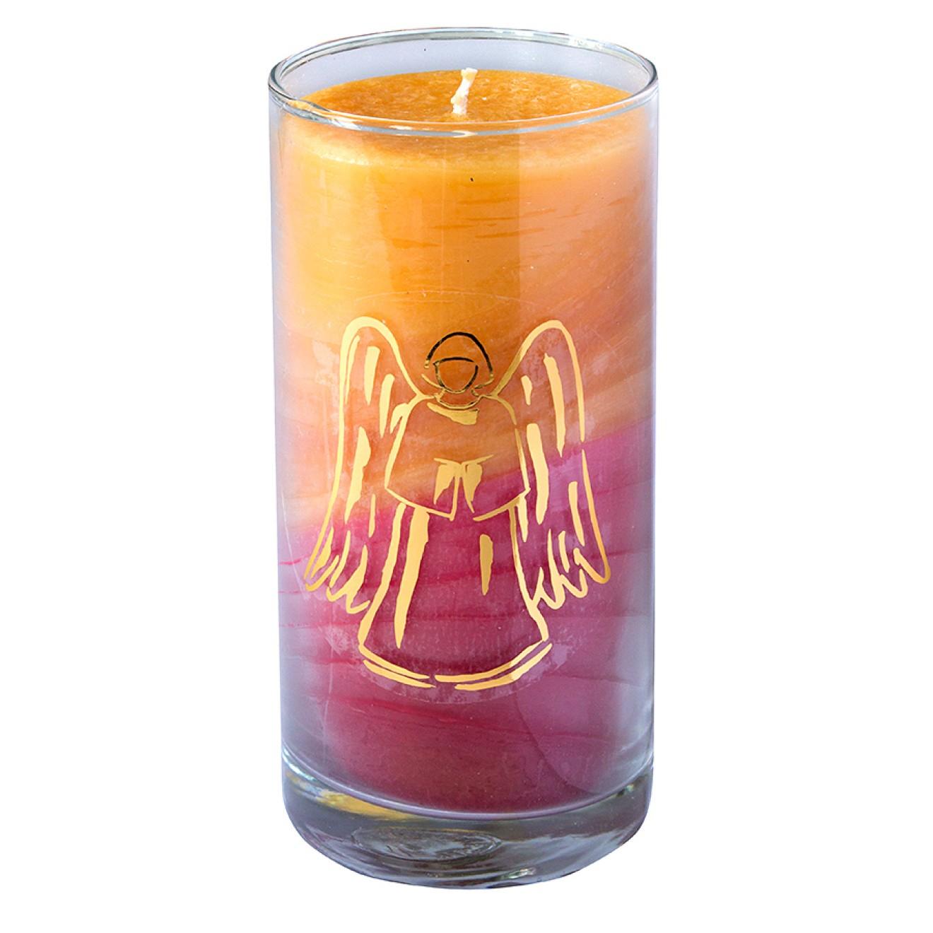 Kerze im Glas Sunset mit goldenem Engel