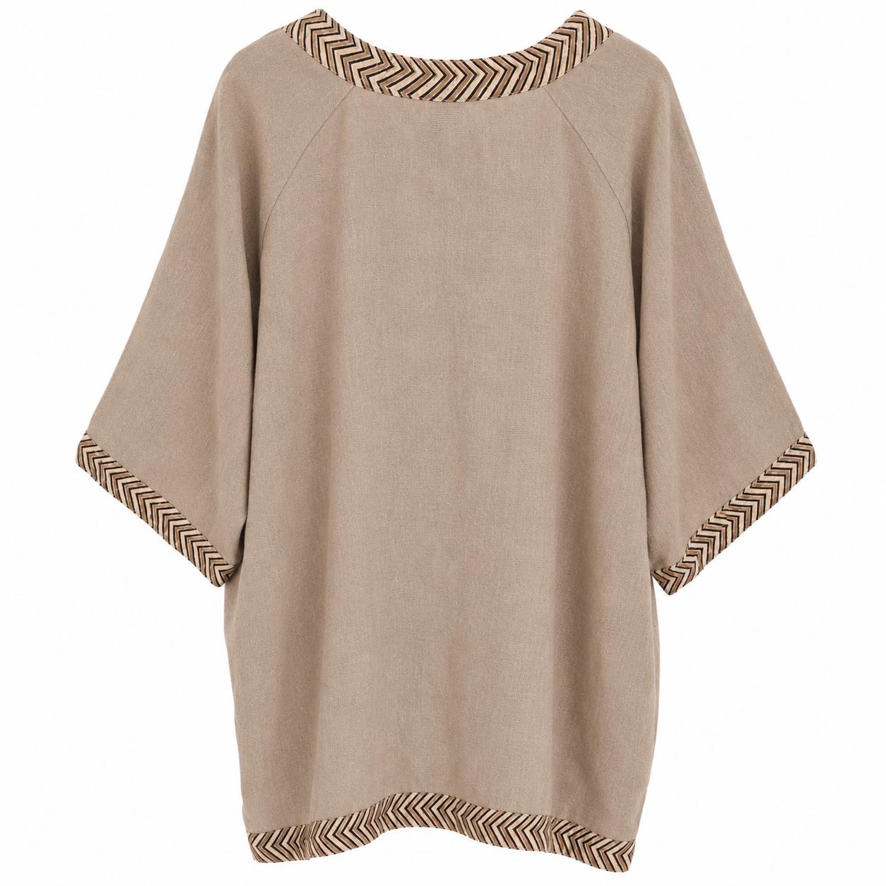 Kimono Baumwolle hellbraun Rueckseite