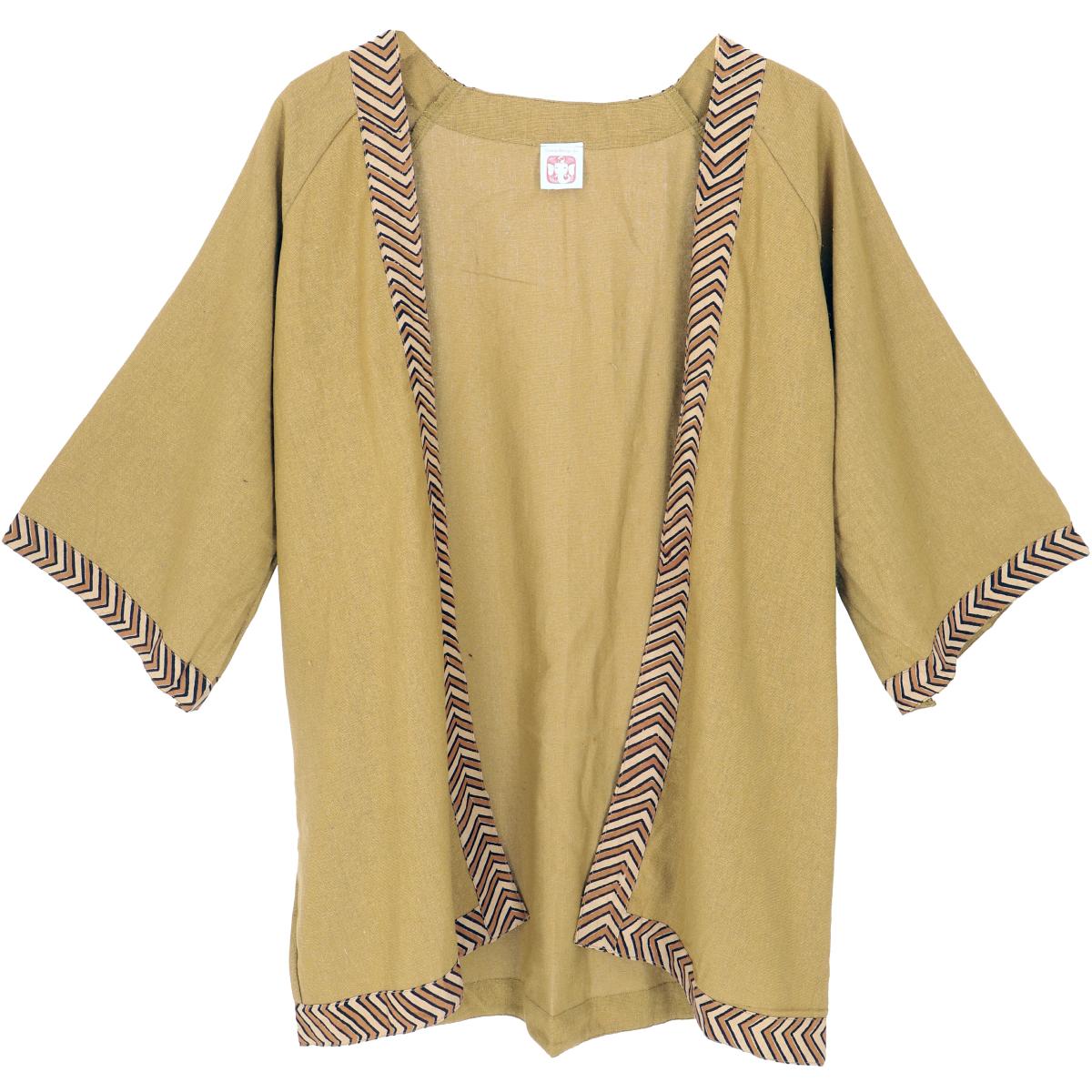 Boho Kimono Baumwolle curry Vorderseite