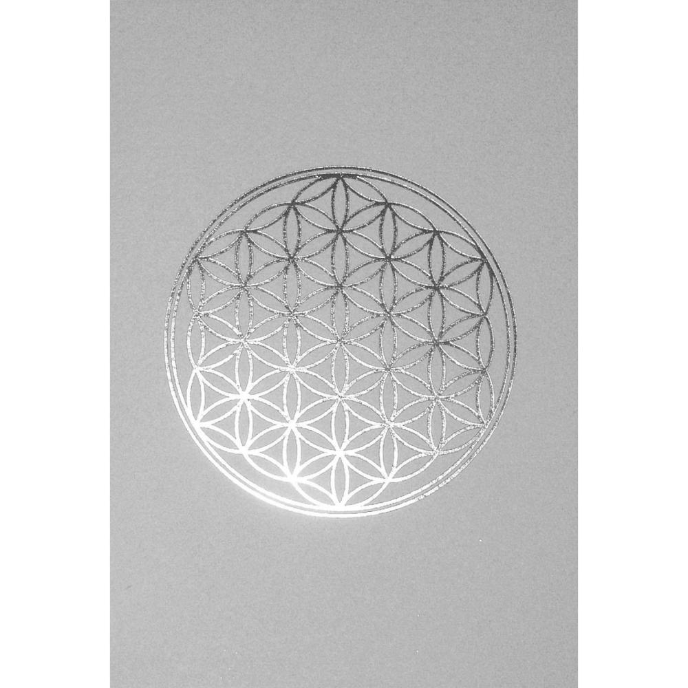 Klappkarte silber Blume des Lebens