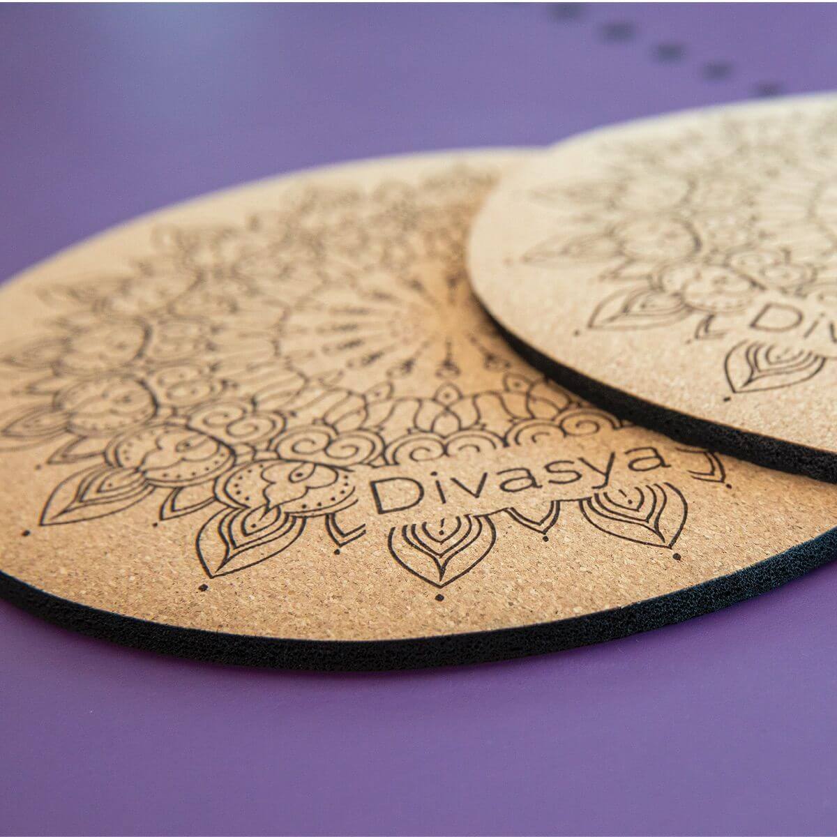 Kniepads Yoga Mandala rund Kork Kautschuk von Divasya