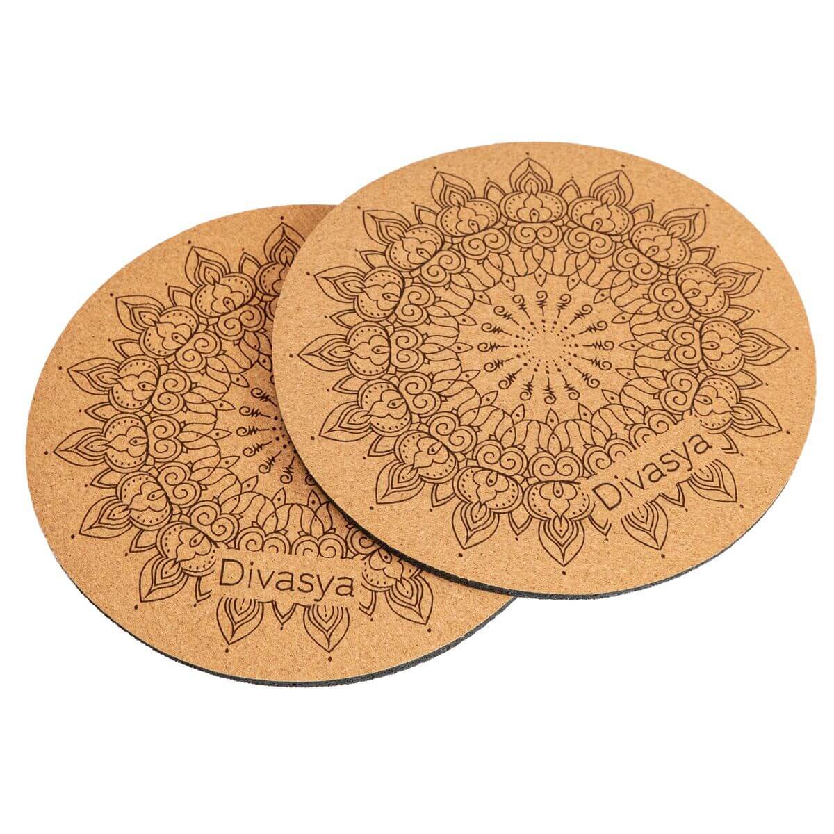 Kniepads Yoga Mandala rund Kork Kautschuk von Divasya Yoga Knieschoner