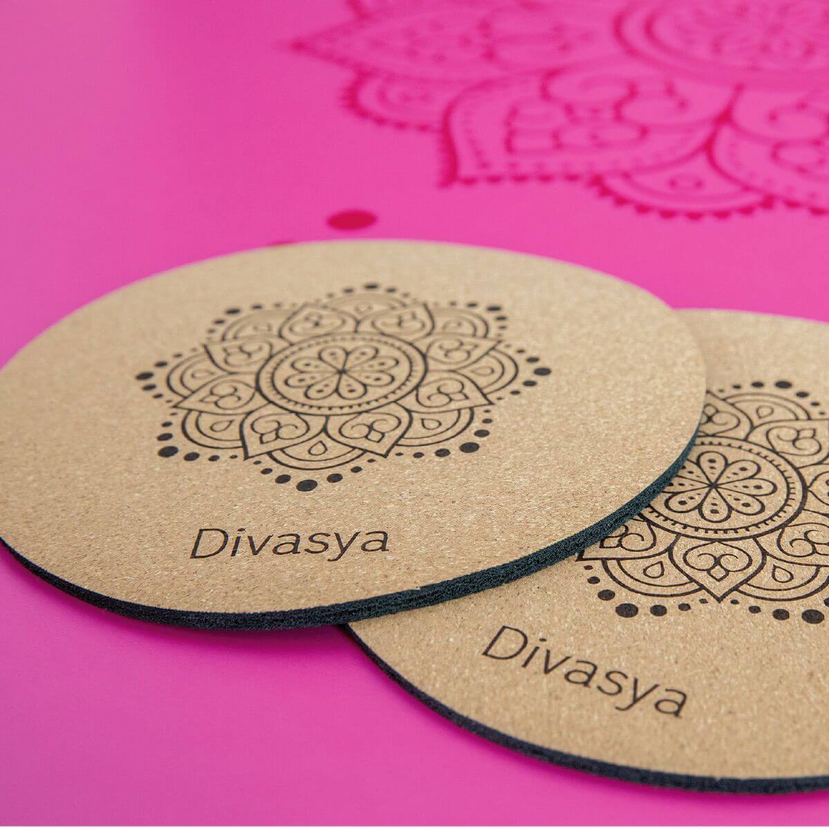 Kniepads Knieschoner Yoga Blossom rund Kork Kautschuk von Divasya