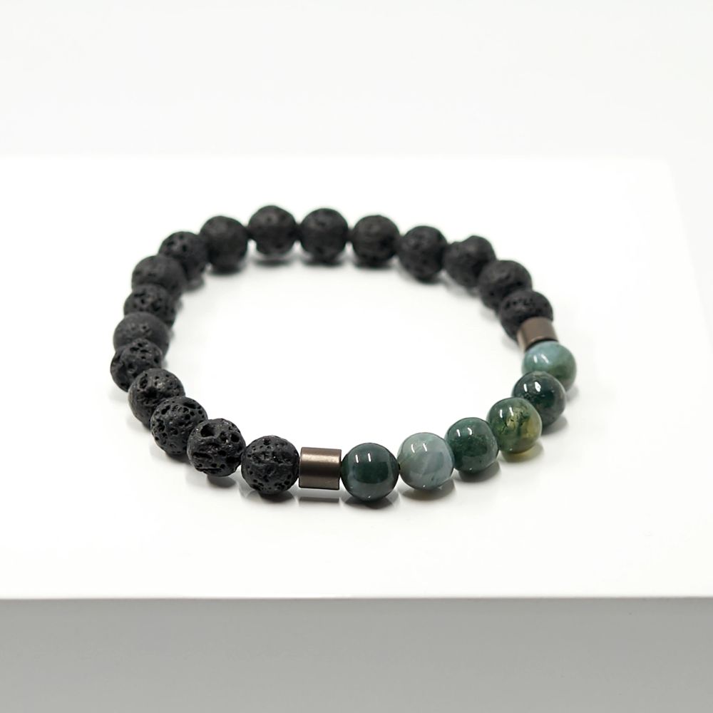 Herrenarmband Lava und Achat