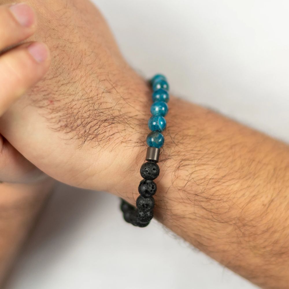Lava und Apatit Armband für Herren