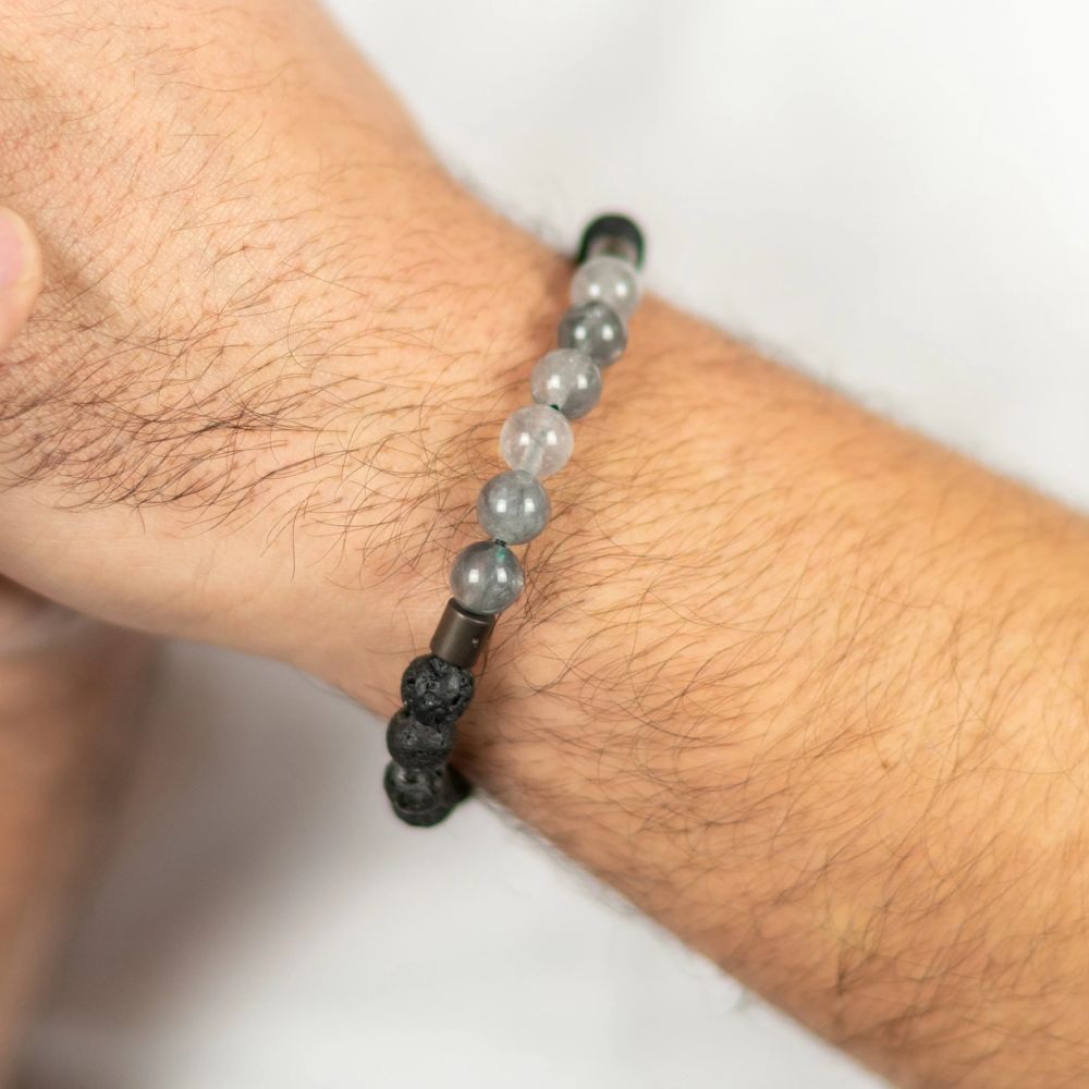 Lava und Quarz Herrenarmband