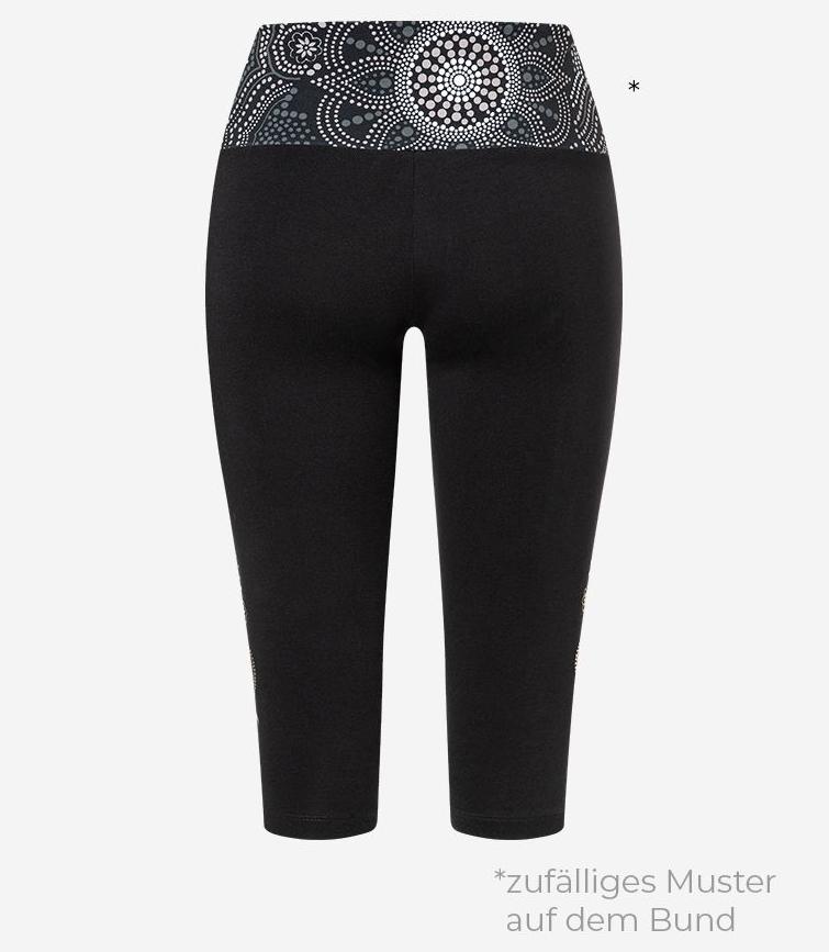 Yoga Capri Madhya Maui in schwarz mit hohem Bund Rueckseite