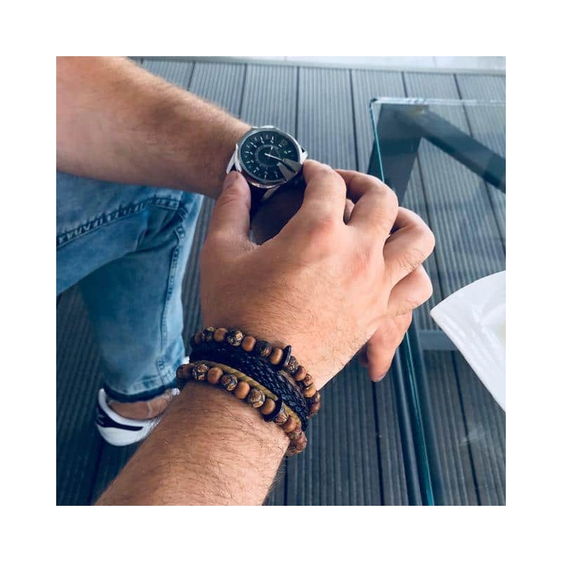 Lokkum Herren Armband Agat Sandelholz