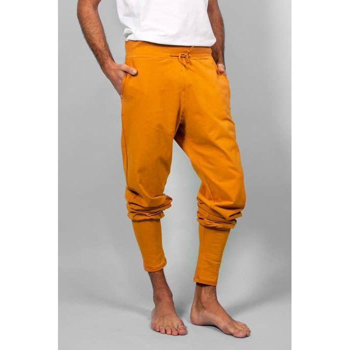 Mahan Yogahose Herren Safran mit langen Beinbündchen und Seitentaschen