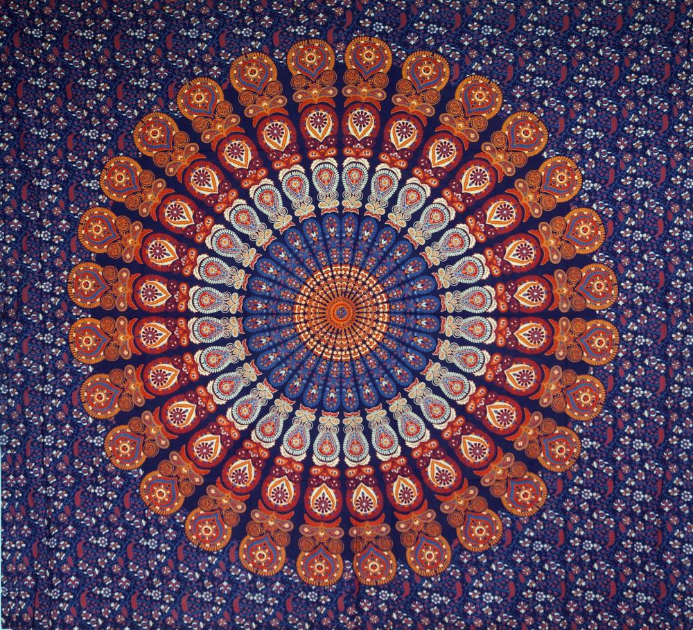großes Mandala Tuch aus Indien farbenfroh
