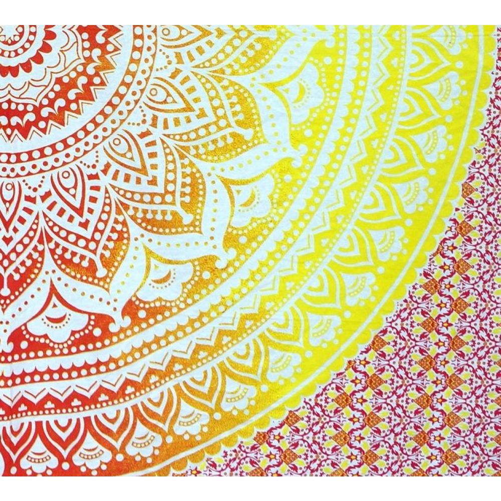 Mandala Wandbehang aus Indien gelb-orange Detailansicht
