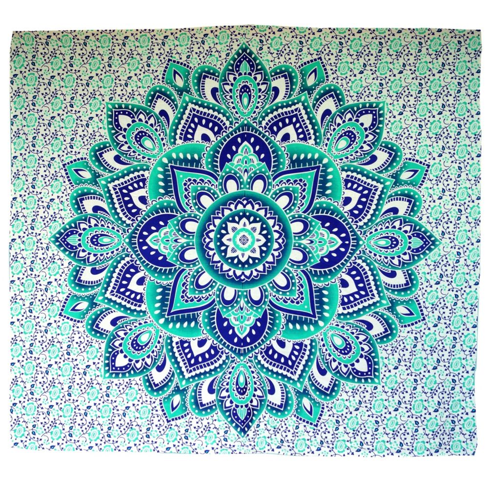 Mandala Wandbehang aus Indien in smaragdgrün und türkis
