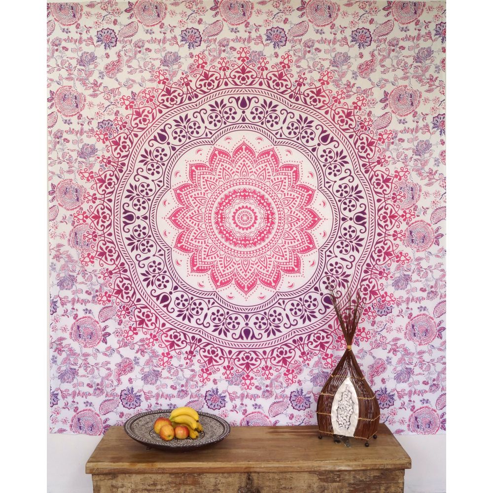 Mandala Wandbehang rosa weiss violet