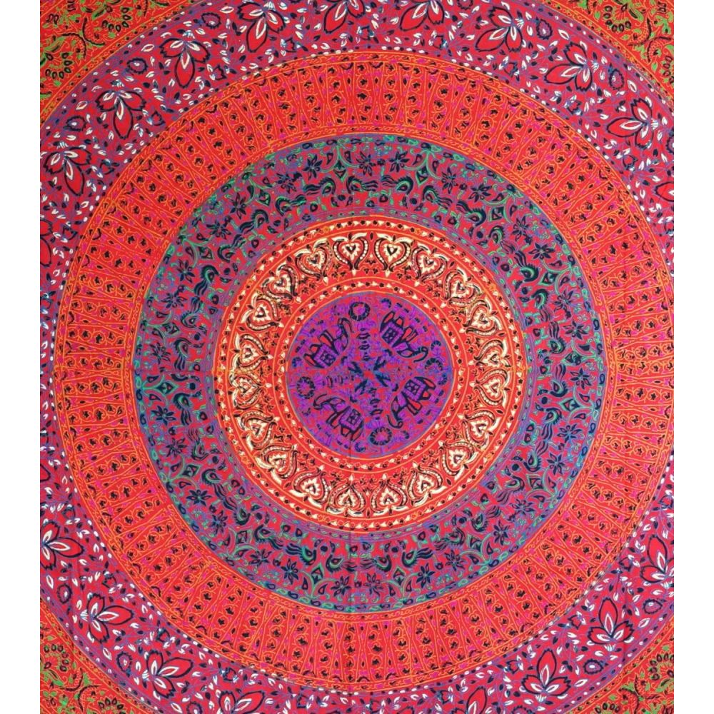 Tagesdecke oder Wandbehang aus Indien in rot