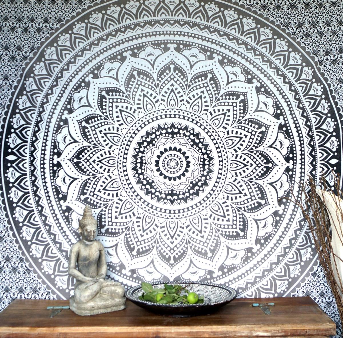 Mandala Wandbehang schwarz weiss