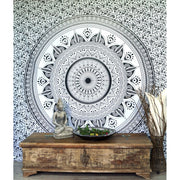 Mandala Wandbehang aus Indien schwarz-weiss 230cmx210cm