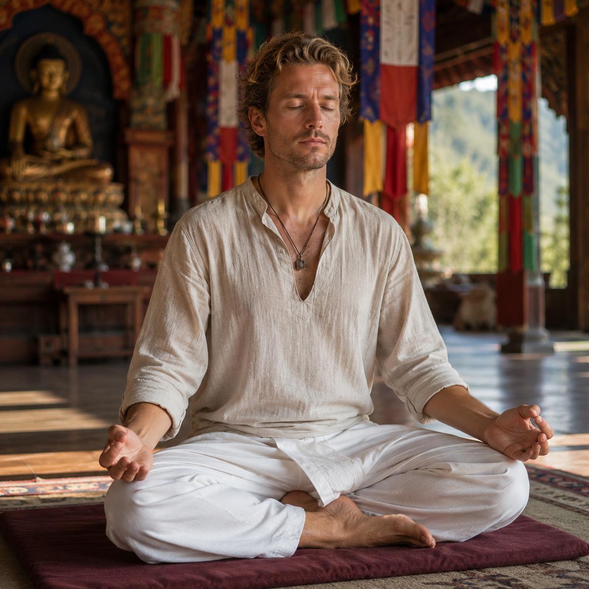 Meditationshose Wickelhose Thai Style weiss