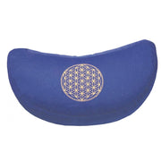 Meditationskisse in Hörnchen Form dunkelblau mit der Blume des Lebens