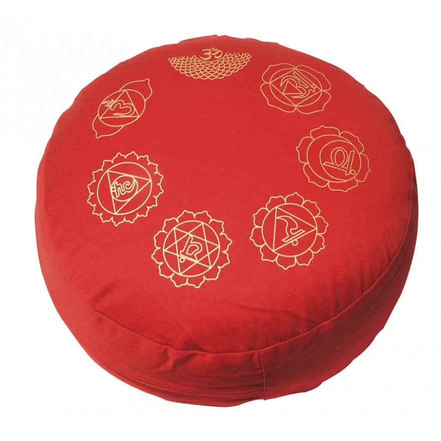 Meditationskissen mit Chakren Print in rot