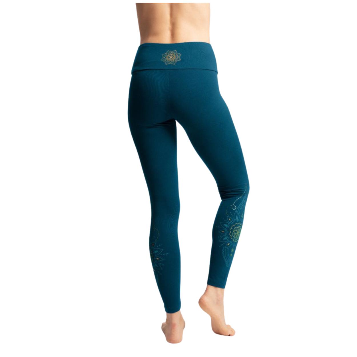 Yoga Leggings Nidhi in petrol und der Blume des Lebens