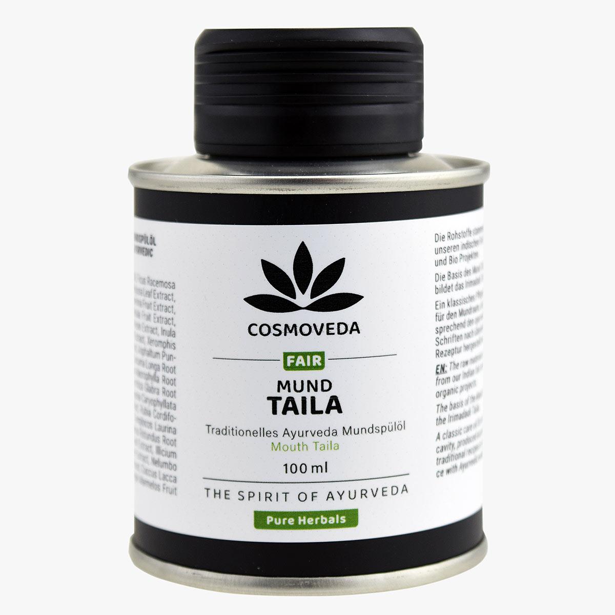 Cosmoveda Mund Taila ayurvedisches Mundziehöl mit Sesamöl für traditionelles Ölziehen