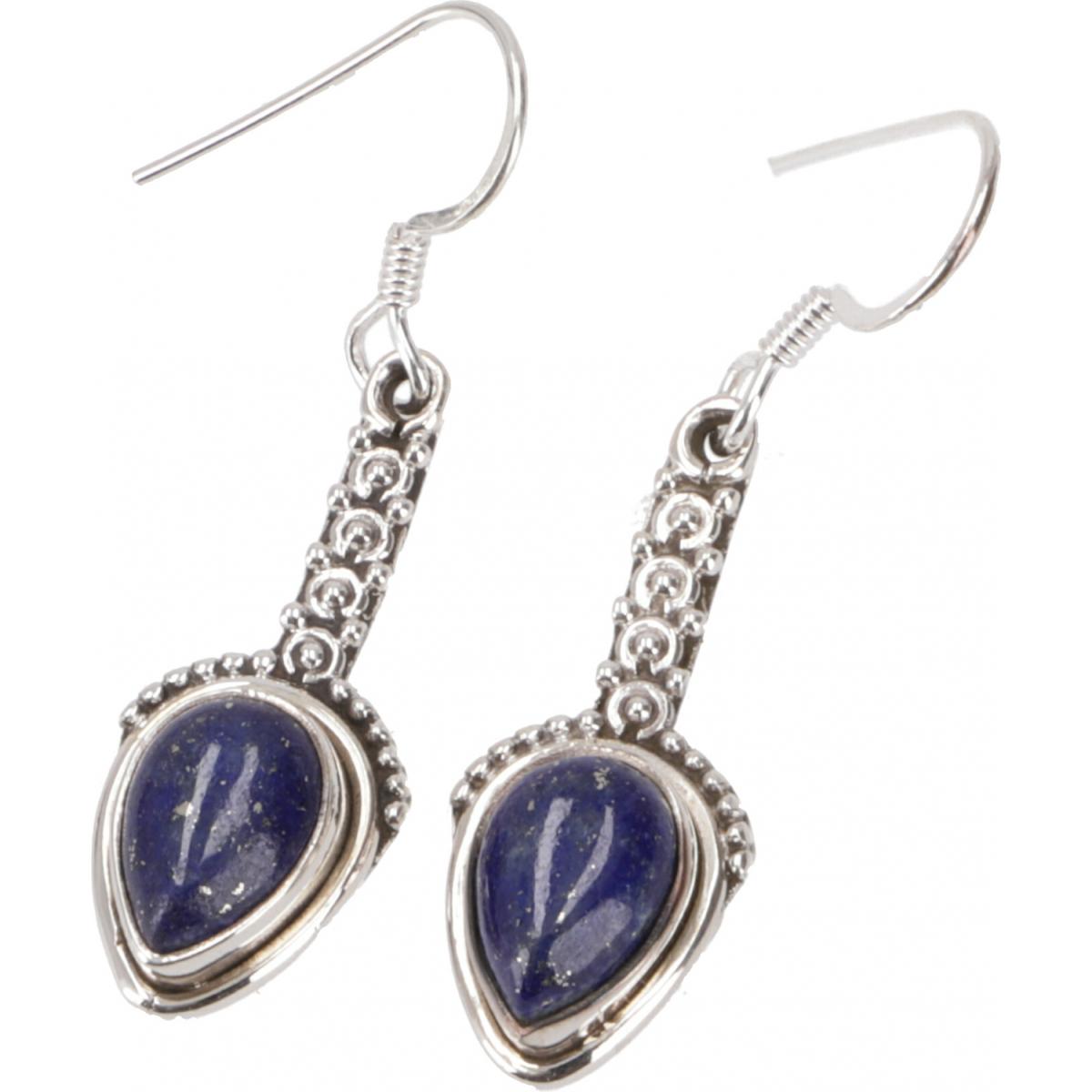 Pendelförmige Boho Silberohrringe Lapislazuli in Tropfenform