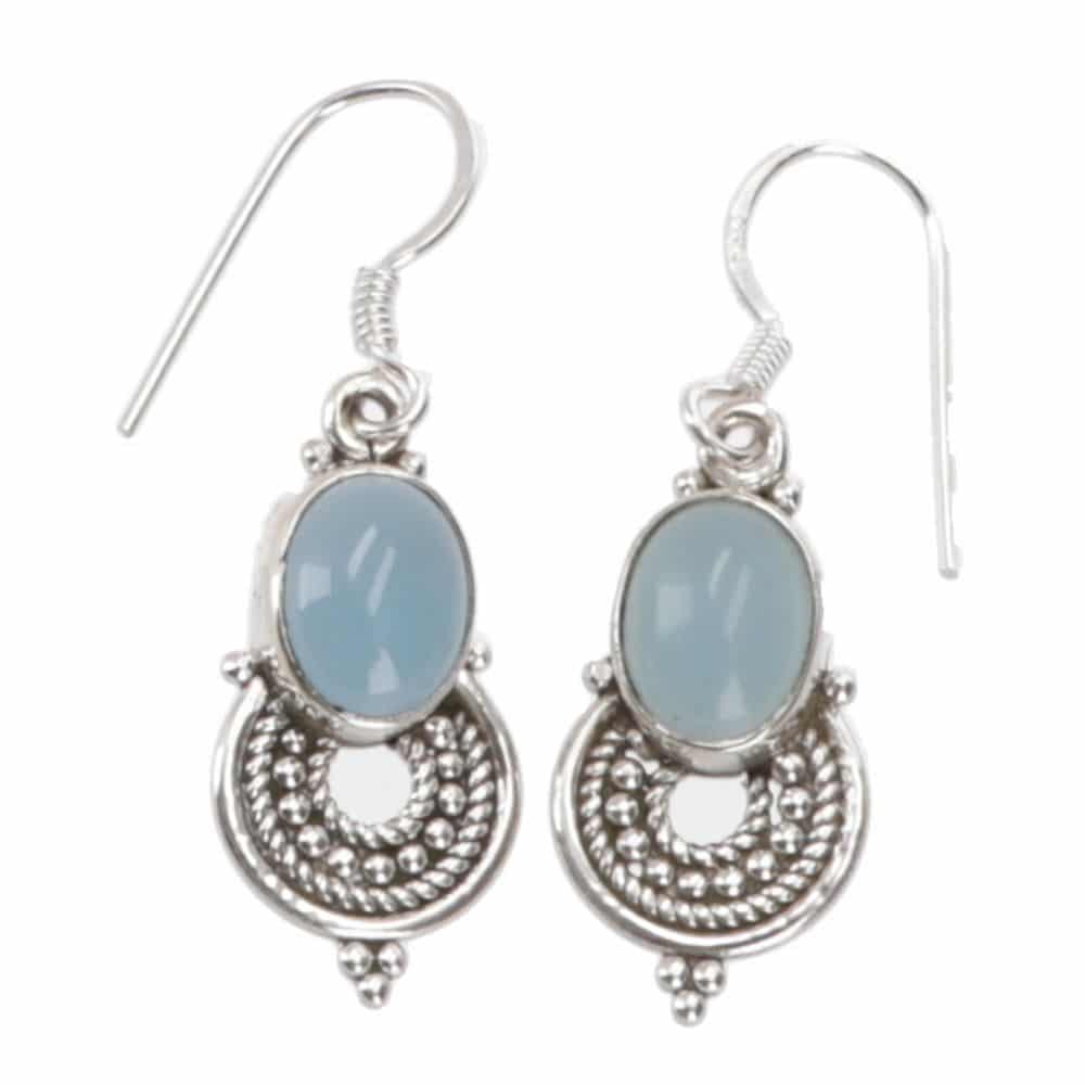 Boho Ohrhänger aus silber mit Calcedon